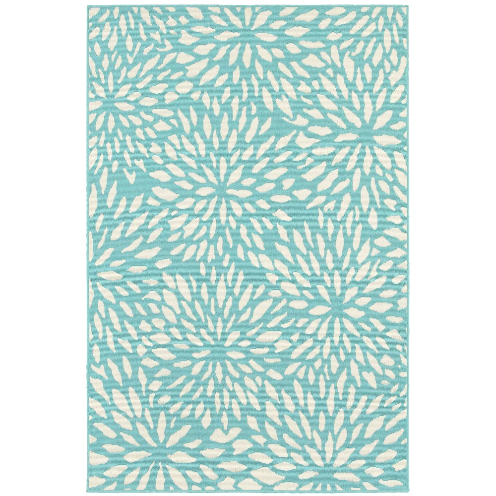 Meridian 1506L Blue/ Ivory Indoor/Outdoor Area Rug - 5'3
