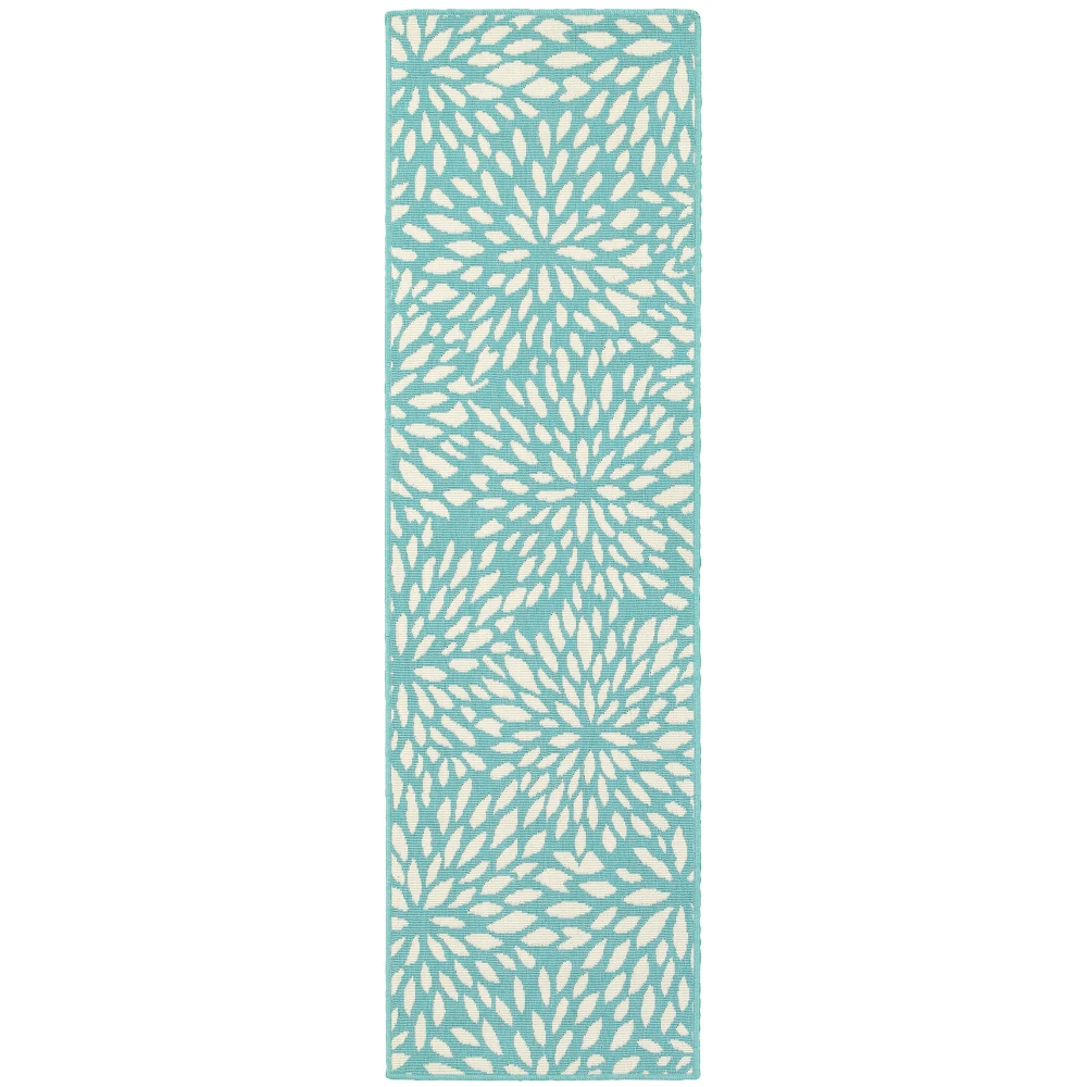 Meridian 1506L Blue/ Ivory Indoor/Outdoor Area Rug - 2'3