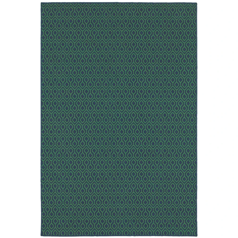 Meridian 1634Q Navy/ Green Indoor/Outdoor Area Rug - 3'7