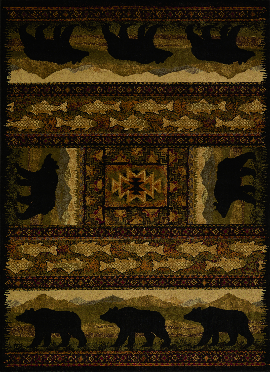 Affinity Black Bears Lodge Accent Rug 1'10