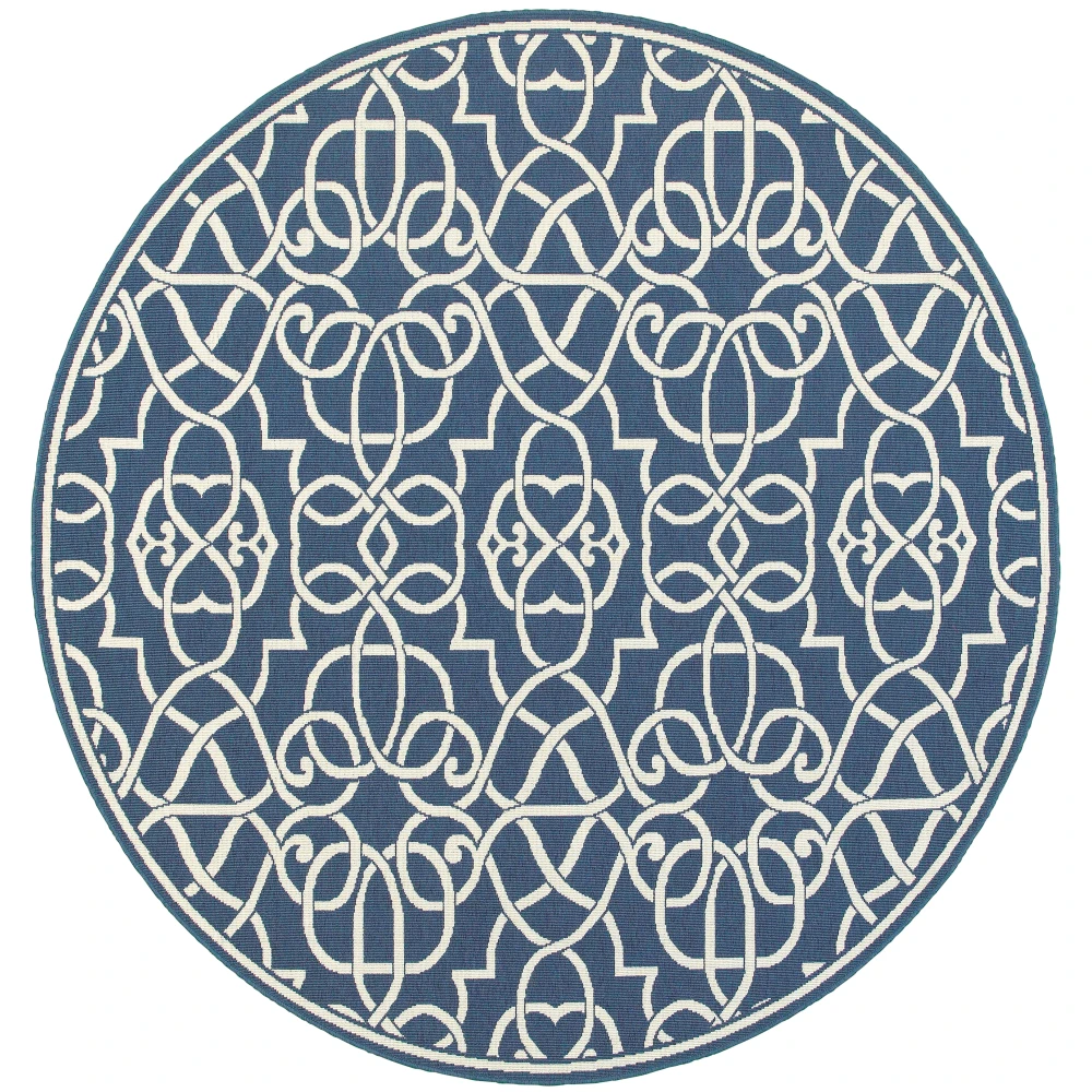 Meridian 2205B Navy/ Ivory Indoor/Outdoor Area Rug - 7'10