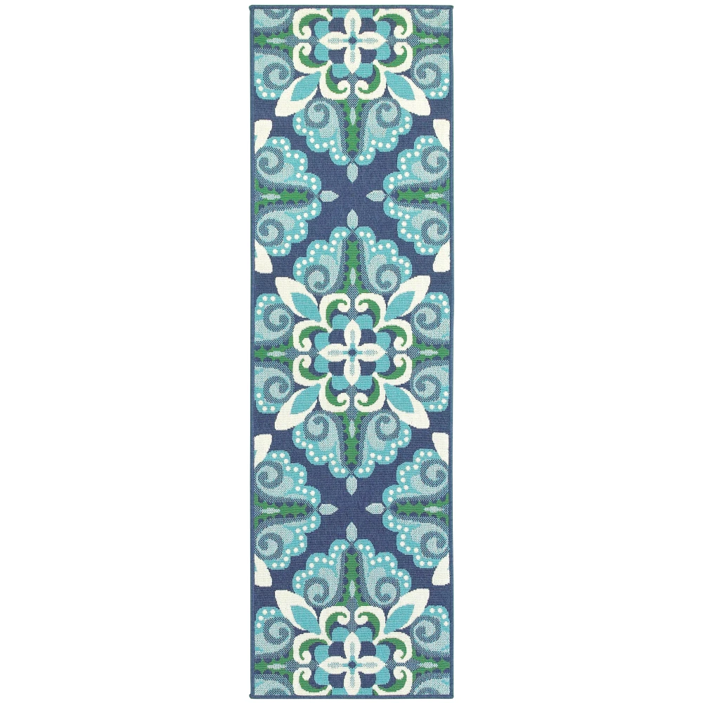 Meridian 2206B Blue/ Green Indoor/Outdoor Area Rug - 2'3