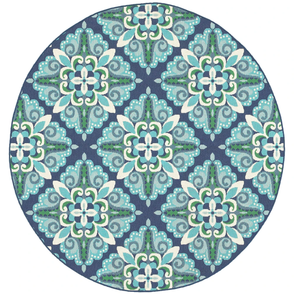 Meridian 2206B Blue/ Green Indoor/Outdoor Area Rug - 7'10