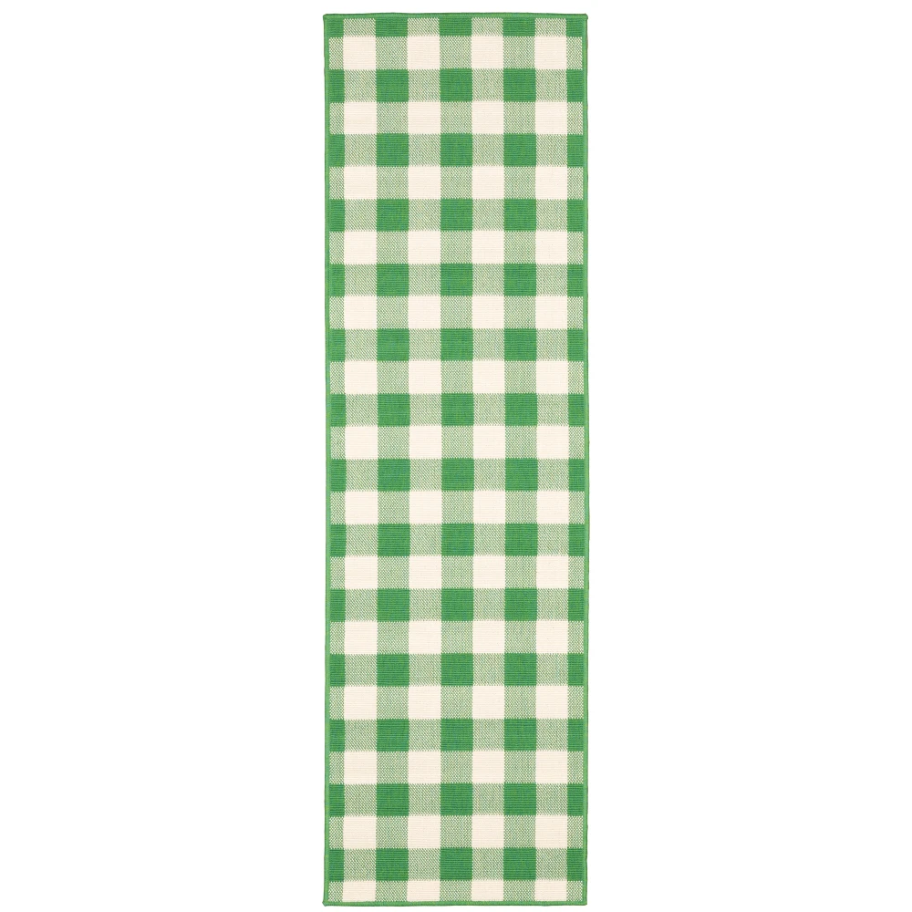Meridian 2598G Green/ Ivory Indoor/Outdoor Area Rug - 2'3