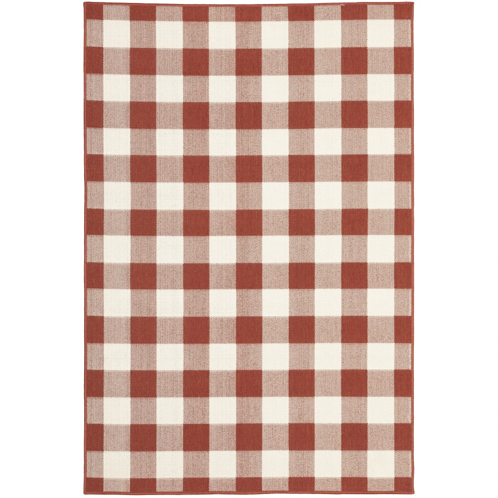 Meridian 2598R Red/ Ivory Indoor/Outdoor Area Rug - 3'7