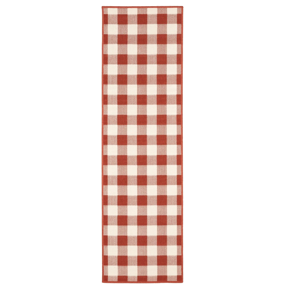 Meridian 2598R Red/ Ivory Indoor/Outdoor Area Rug - 2'3