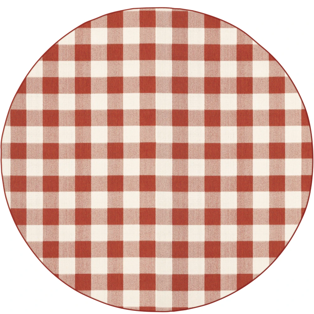 Meridian 2598R Red/ Ivory Indoor/Outdoor Area Rug - 7'10