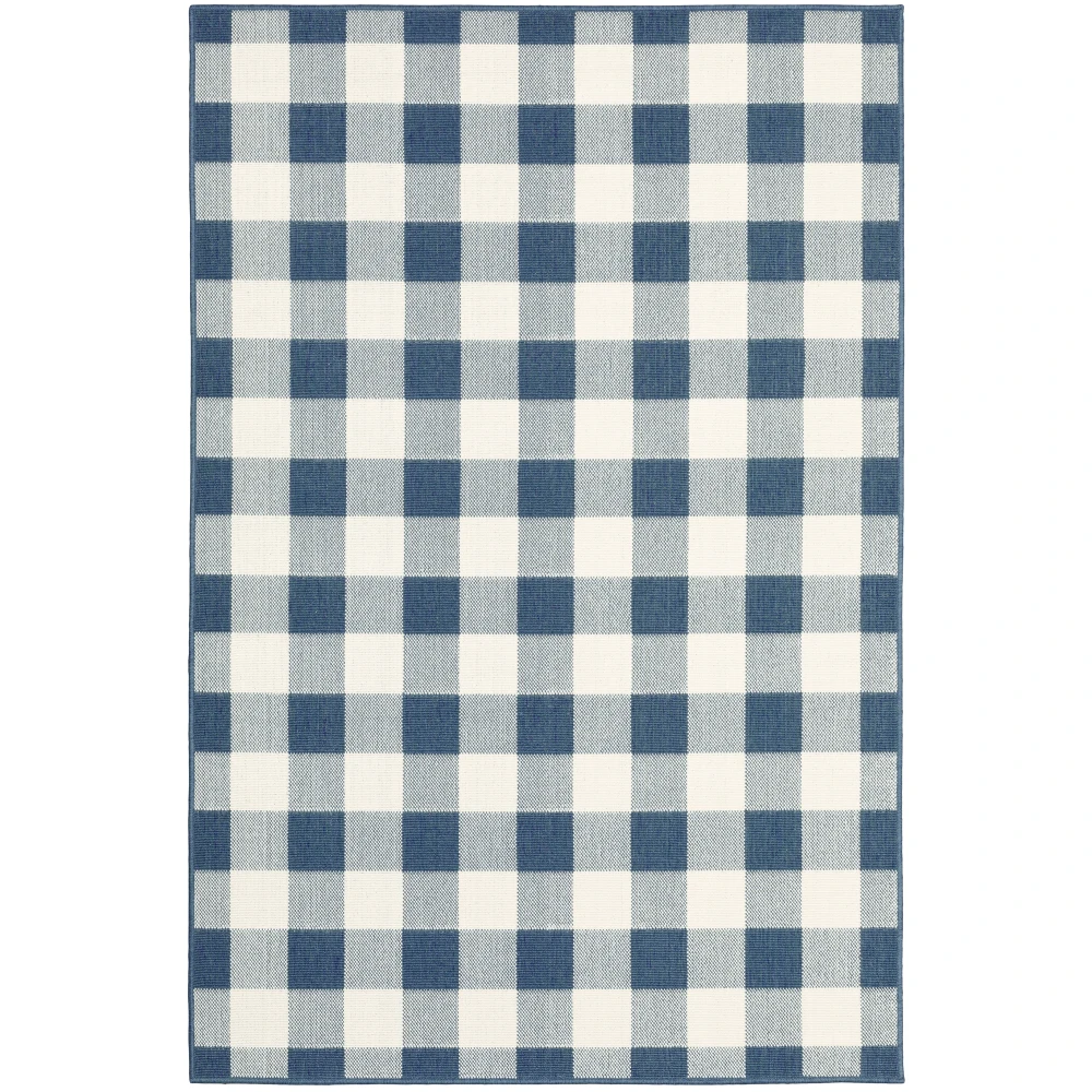 Meridian 2598V Blue/ Ivory Indoor/Outdoor Area Rug - 7'10