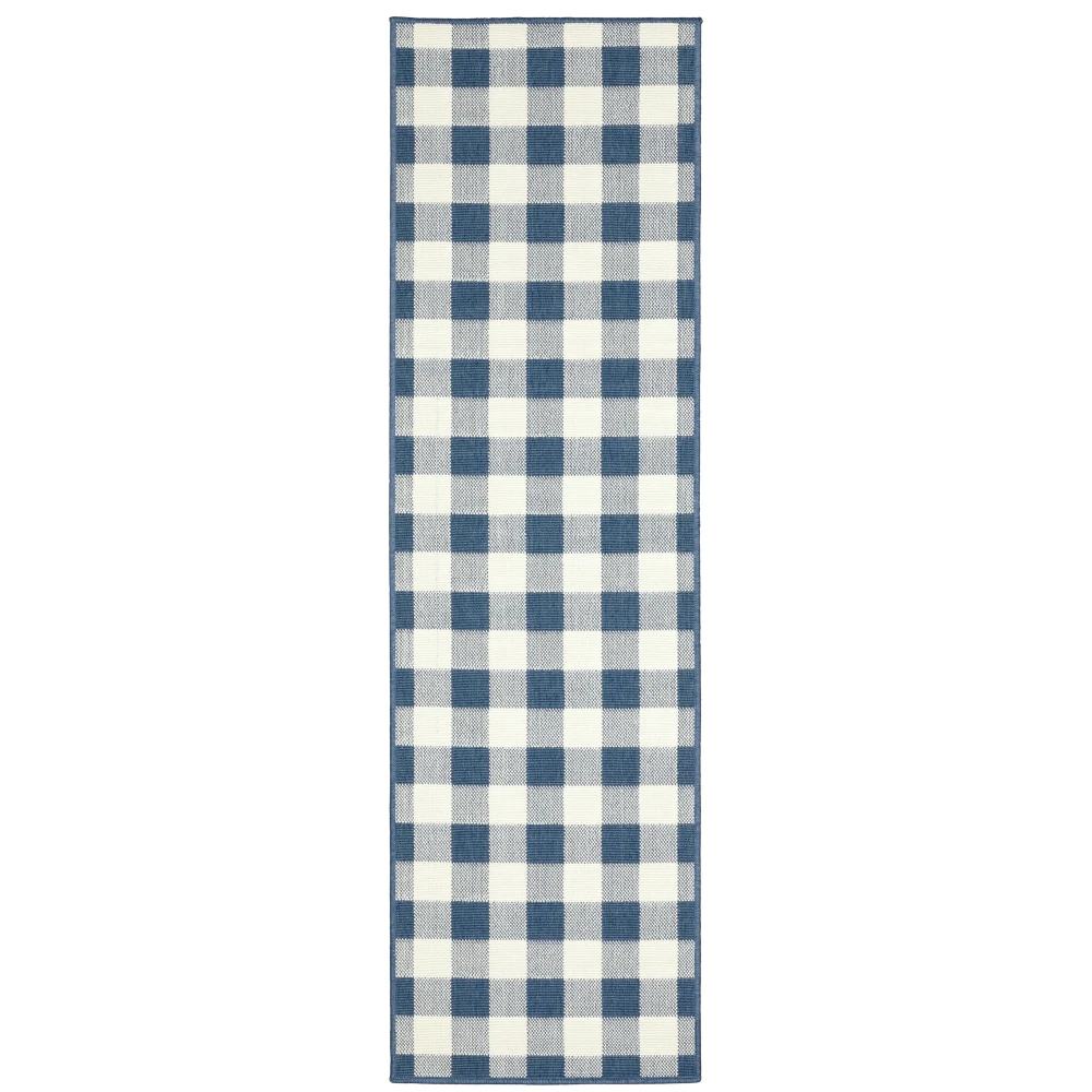 Meridian 2598V Blue/ Ivory Indoor/Outdoor Area Rug - 2'3