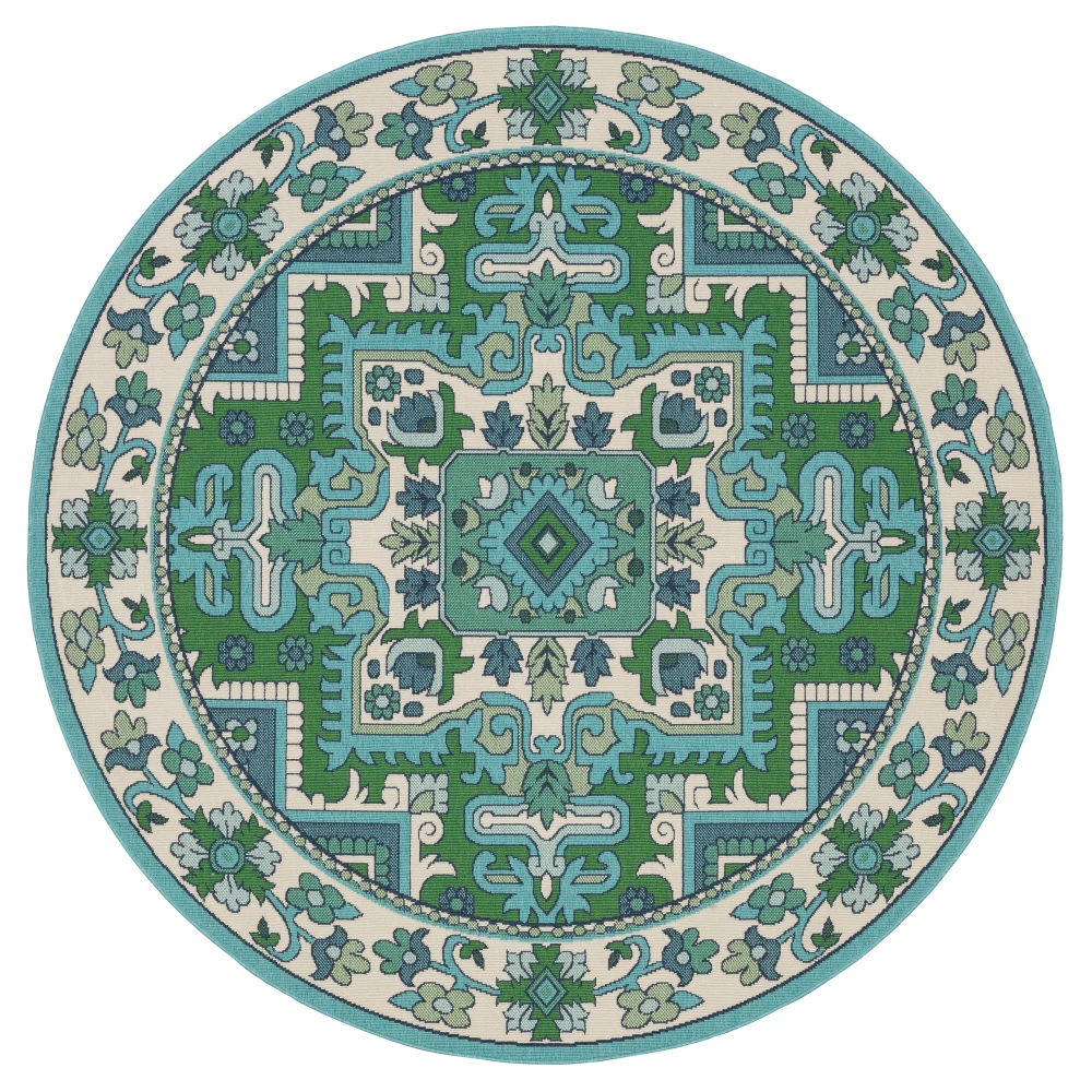 Meridian 2808G Blue/ Green Indoor/Outdoor Area Rug - 7'10