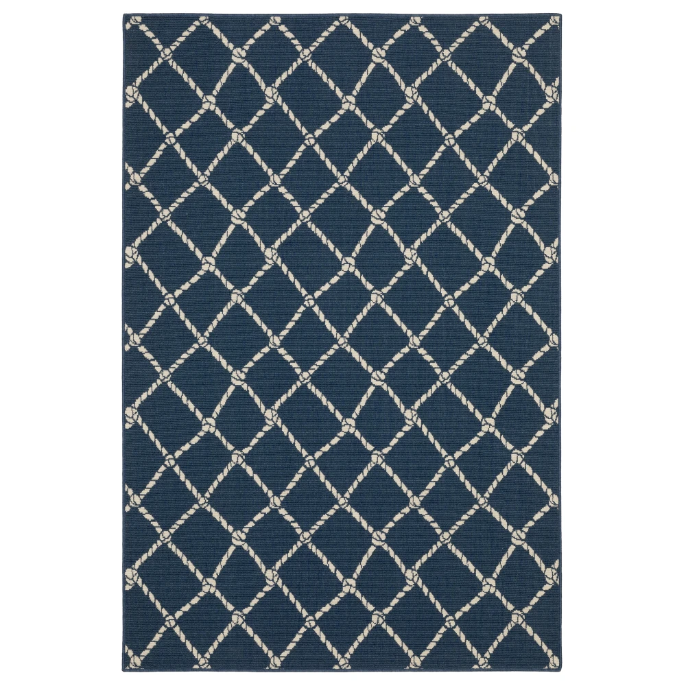 Meridian 4295B Navy/ Ivory Indoor/Outdoor Area Rug - 3'7