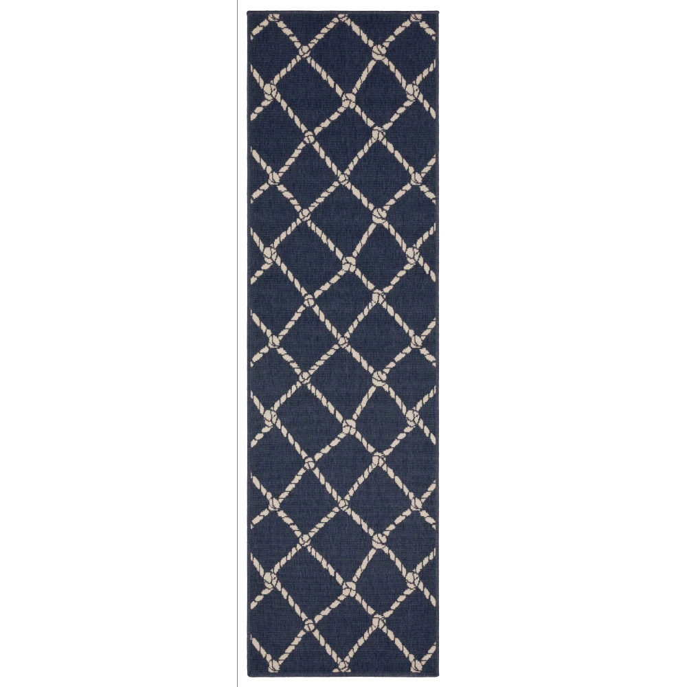 Meridian 4295B Navy/ Ivory Indoor/Outdoor Area Rug - 2'3