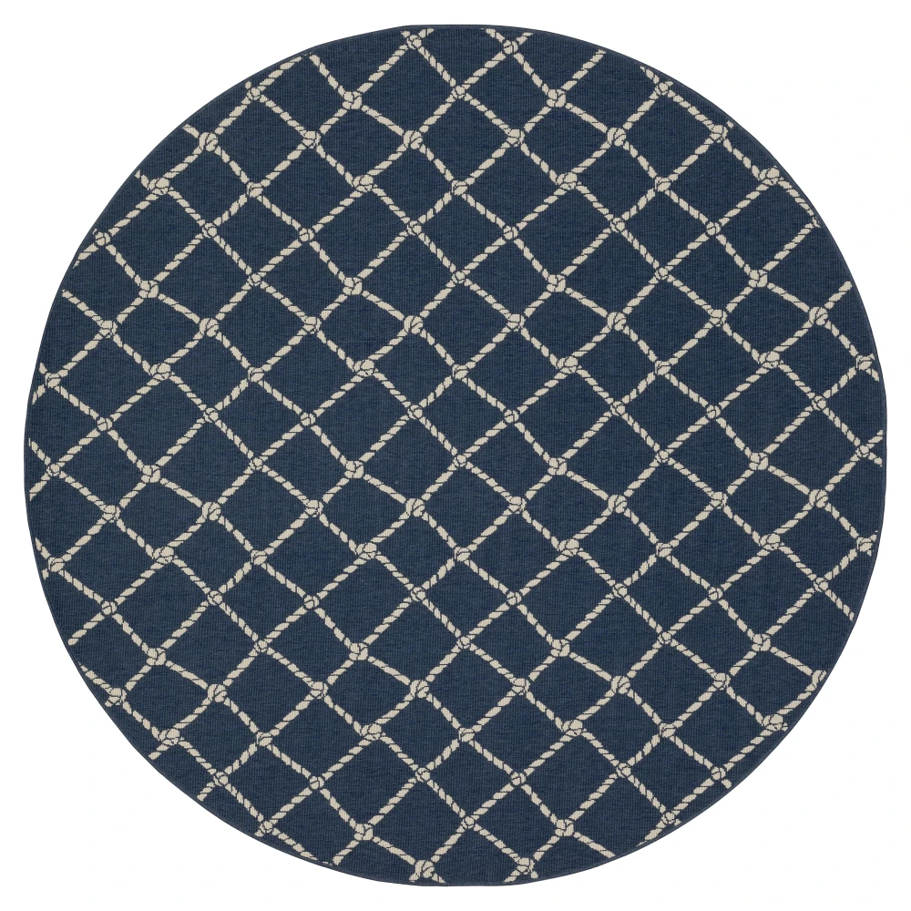 Meridian 4295B Navy/ Ivory Indoor/Outdoor Area Rug - 7'10