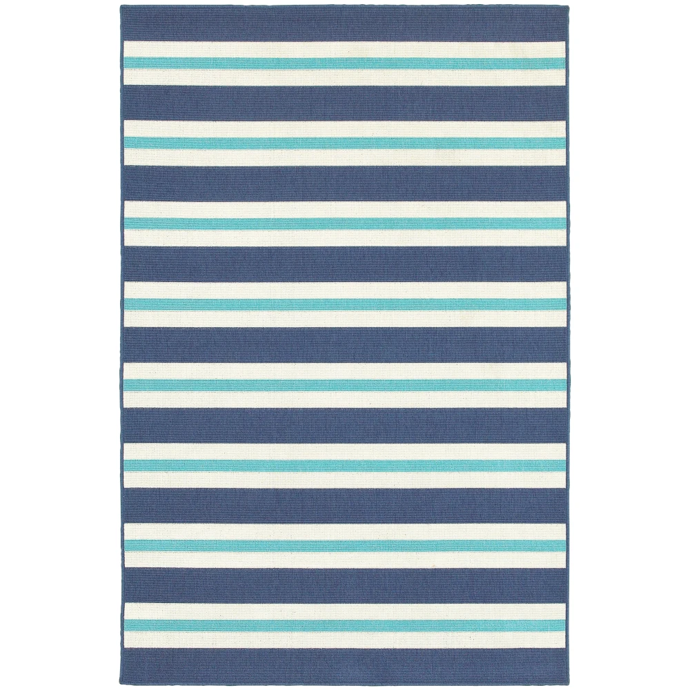 Meridian 5701B Blue/ Ivory Indoor/Outdoor Area Rug - 8'6