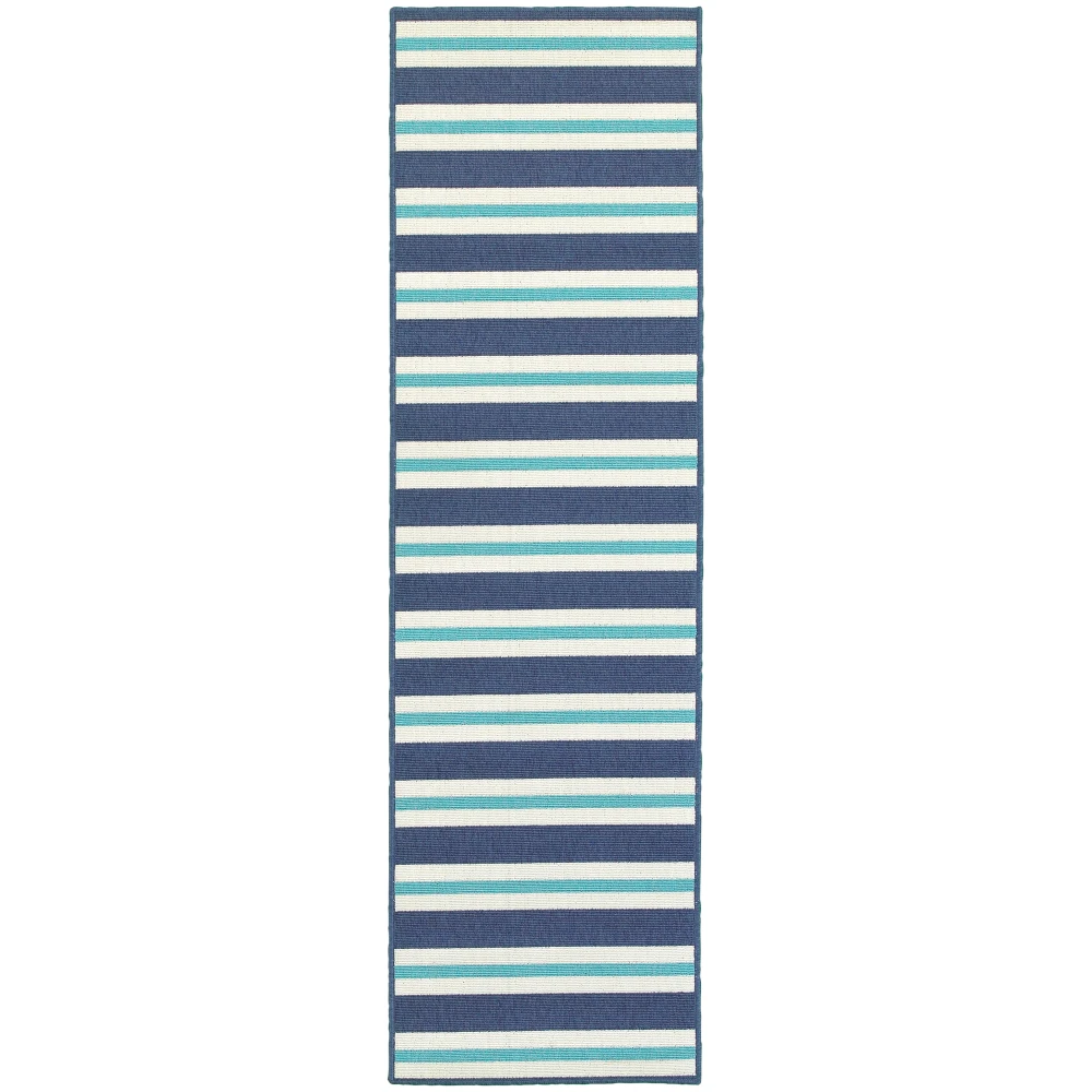 Meridian 5701B Blue/ Ivory Indoor/Outdoor Area Rug - 2'3