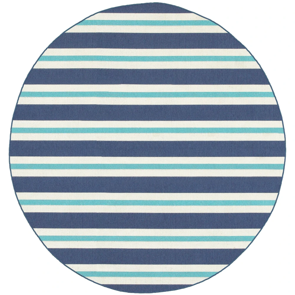 Meridian 5701B Blue/ Ivory Indoor/Outdoor Area Rug - 7'10