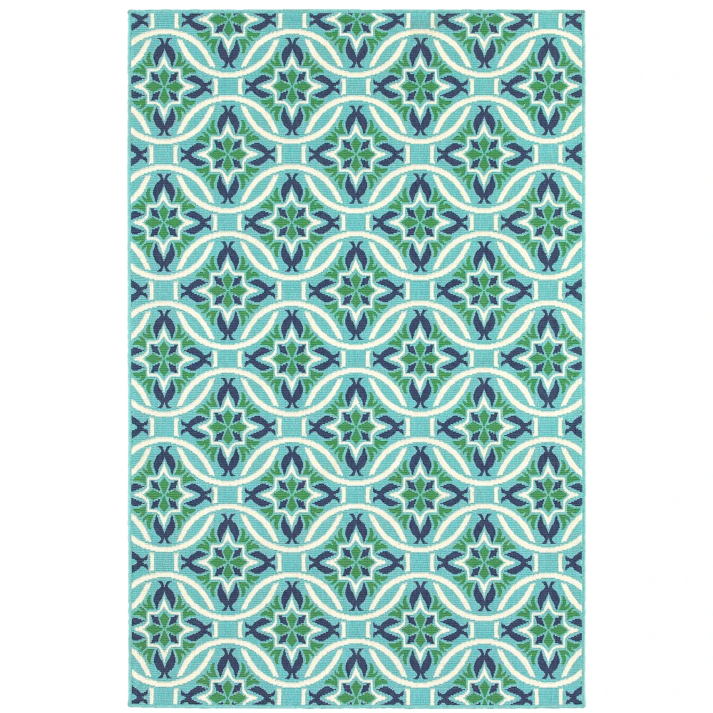 Meridian 5868L Blue/ Green Indoor/Outdoor Area Rug - 5'3