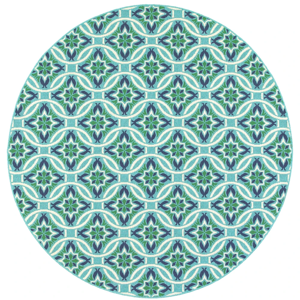 Meridian 5868L Blue/ Green Indoor/Outdoor Area Rug - 7'10