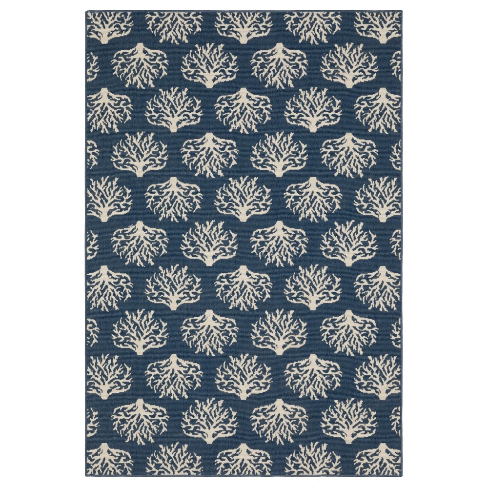 Meridian 7420A Navy/ Ivory Indoor/Outdoor Area Rug - 7'10