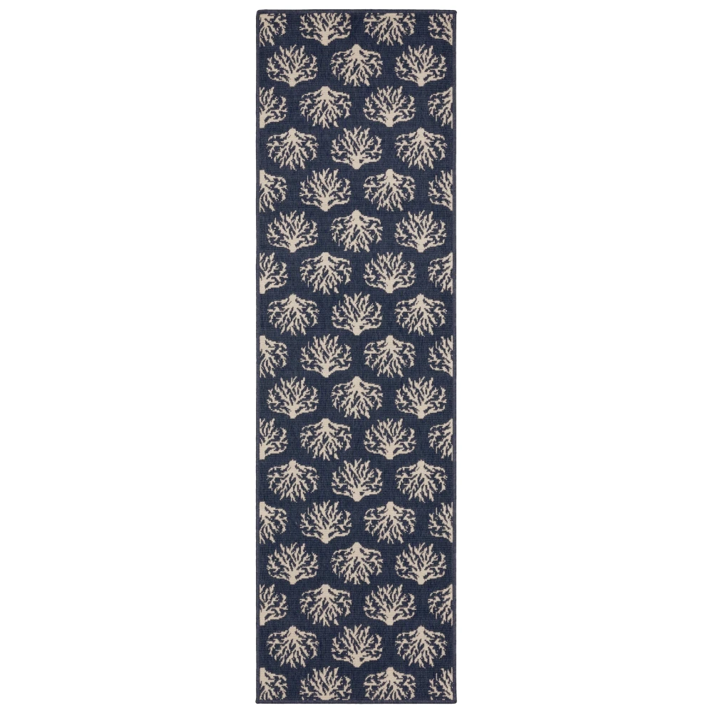 Meridian 7420A Navy/ Ivory Indoor/Outdoor Area Rug - 2'3