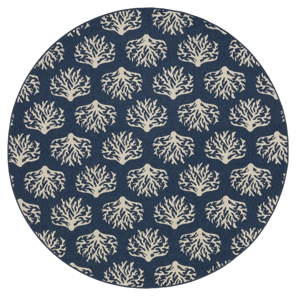 Meridian 7420A Navy/ Ivory Indoor/Outdoor Area Rug - 7'10