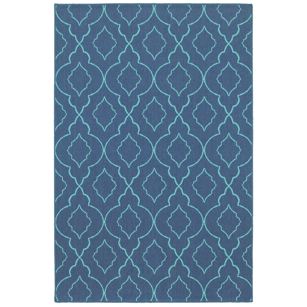 Meridian 7541B Navy/ Blue Indoor/Outdoor Area Rug - 3'7