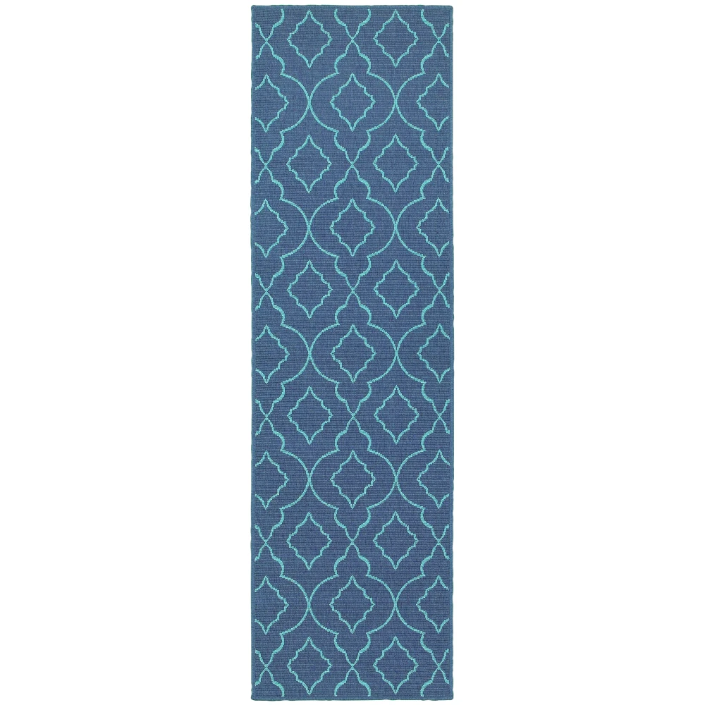 Meridian 7541B Navy/ Blue Indoor/Outdoor Area Rug - 2'3