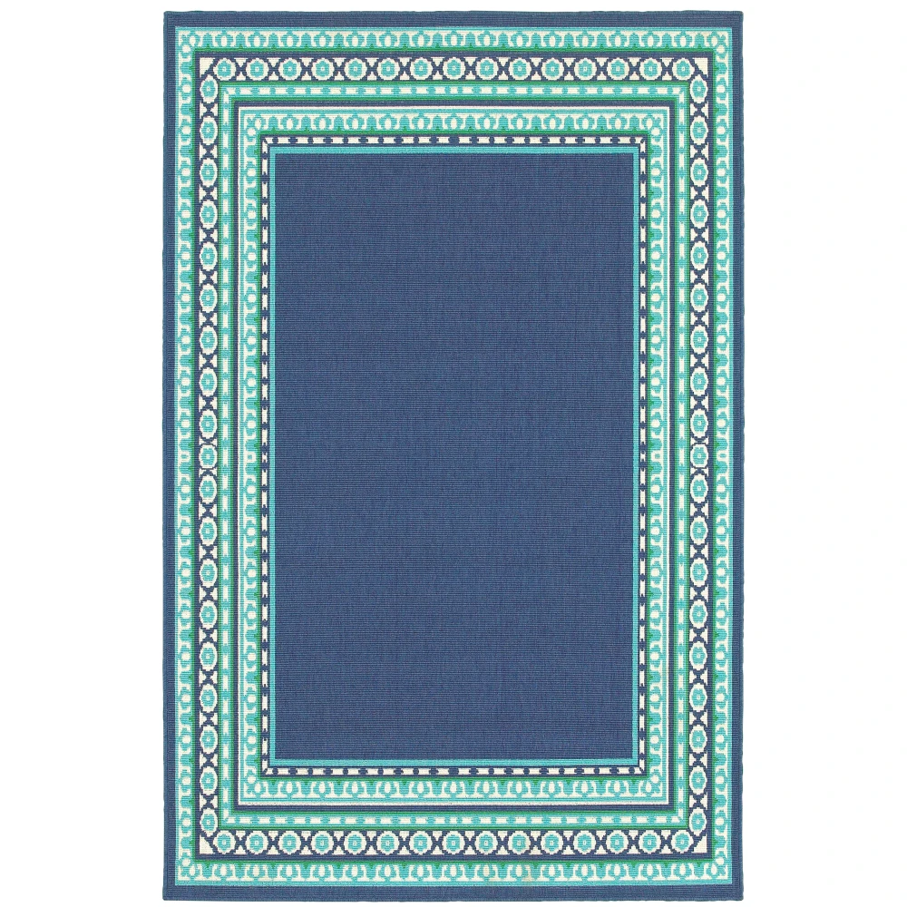 Meridian 9650B Navy/ Green Indoor/Outdoor Area Rug - 1'10