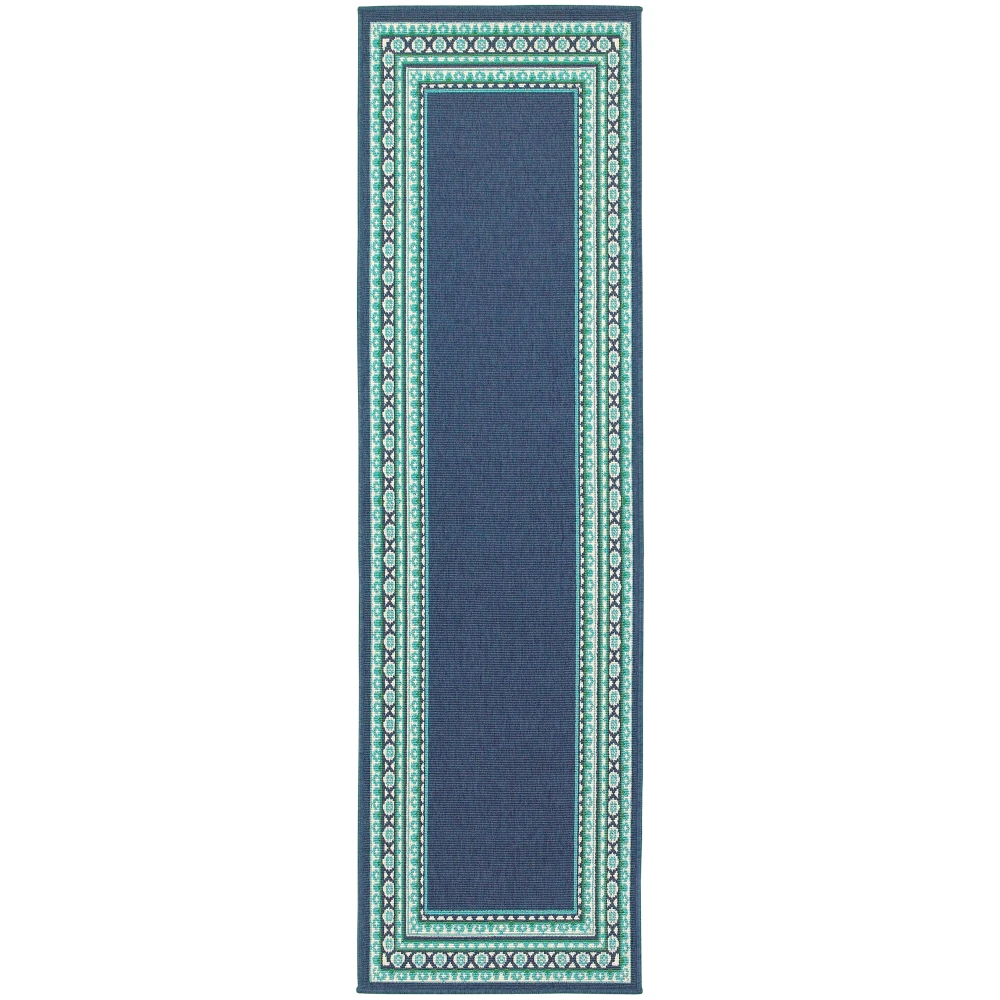 Meridian 9650B Navy/ Green Indoor/Outdoor Area Rug - 2'3