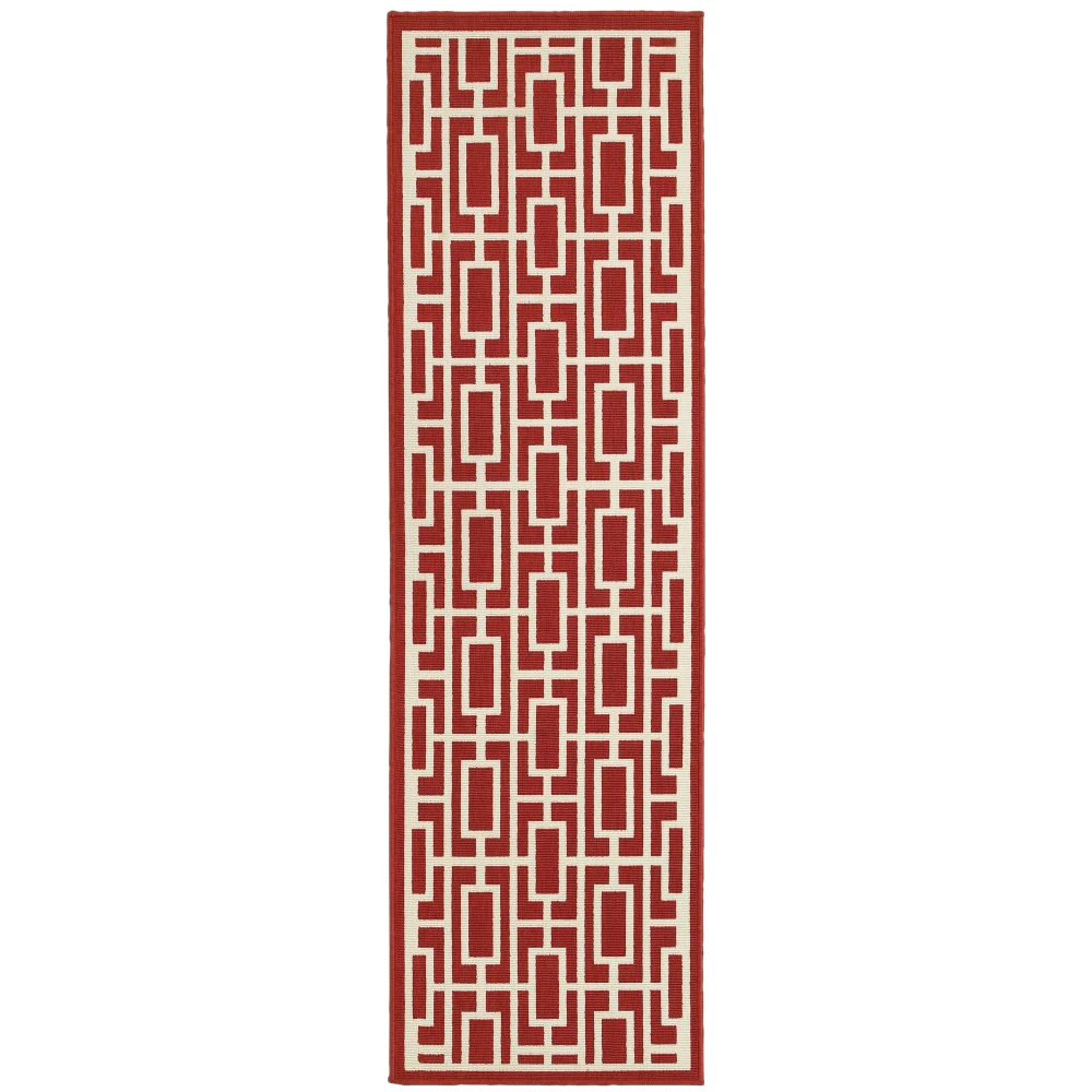 Meridian 9754R Red/ Ivory Indoor/Outdoor Area Rug - 2'3