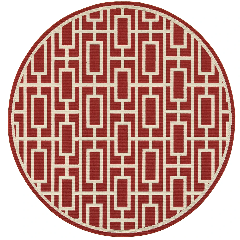Meridian 9754R Red/ Ivory Indoor/Outdoor Area Rug - 7'10