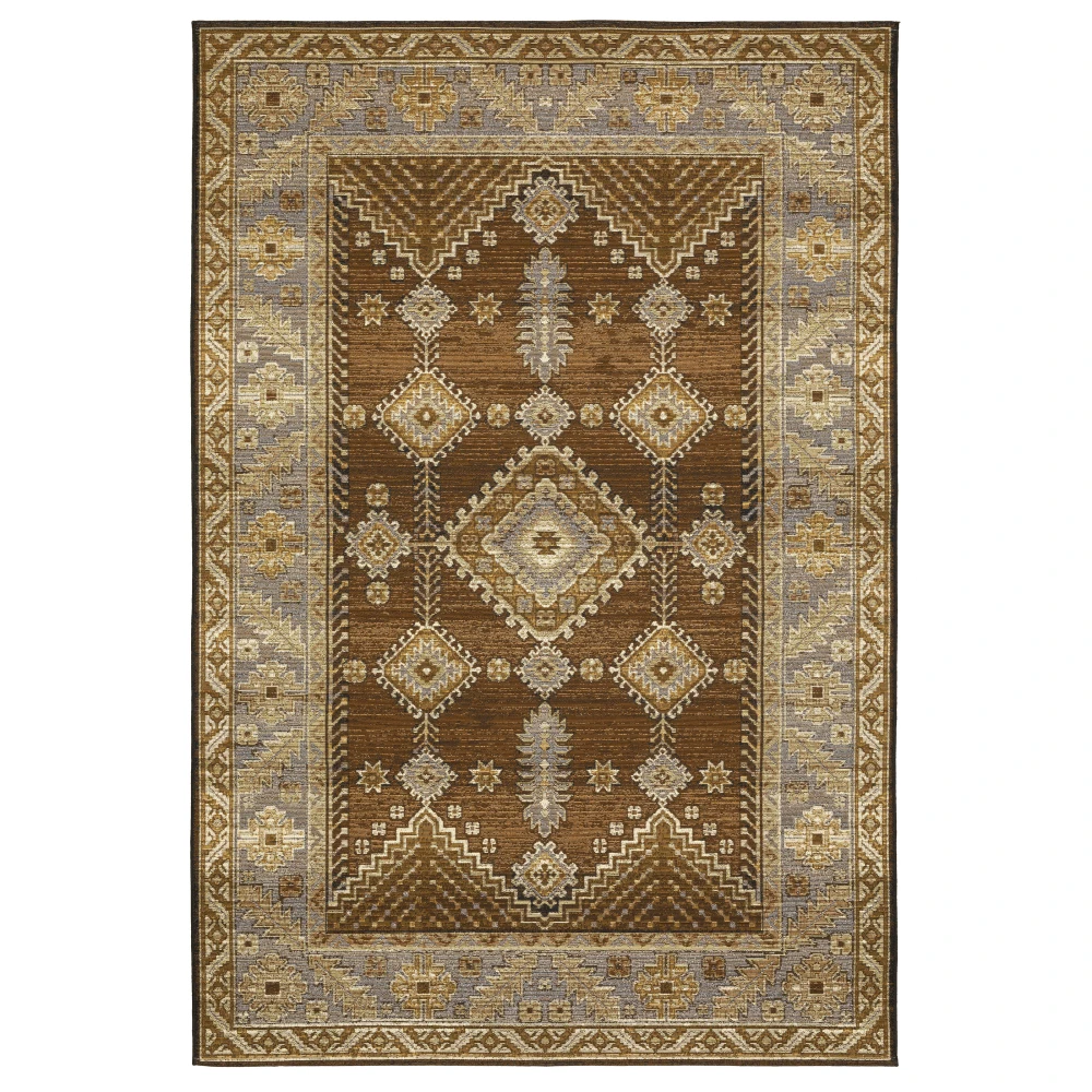 Naples 1441X Brown/ Grey Indoor/Outdoor Area Rug - 5'3