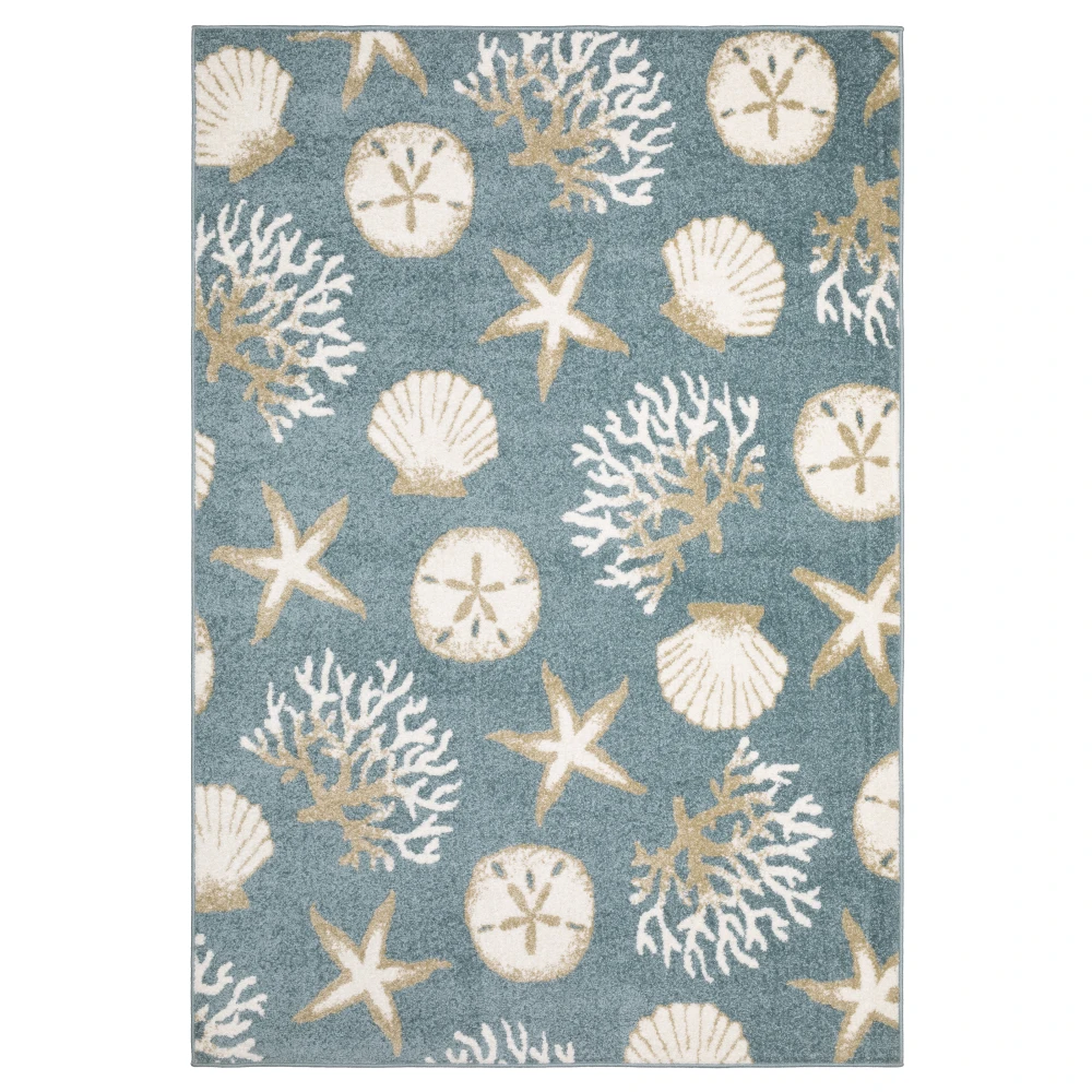 Quinn QUI01 Blue/ Beige Indoor Area Rug - 5'3