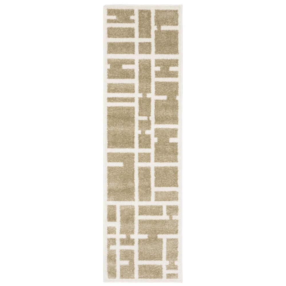 Quinn QUI04 Beige/ Ivory Indoor Area Rug - 2' x 7'