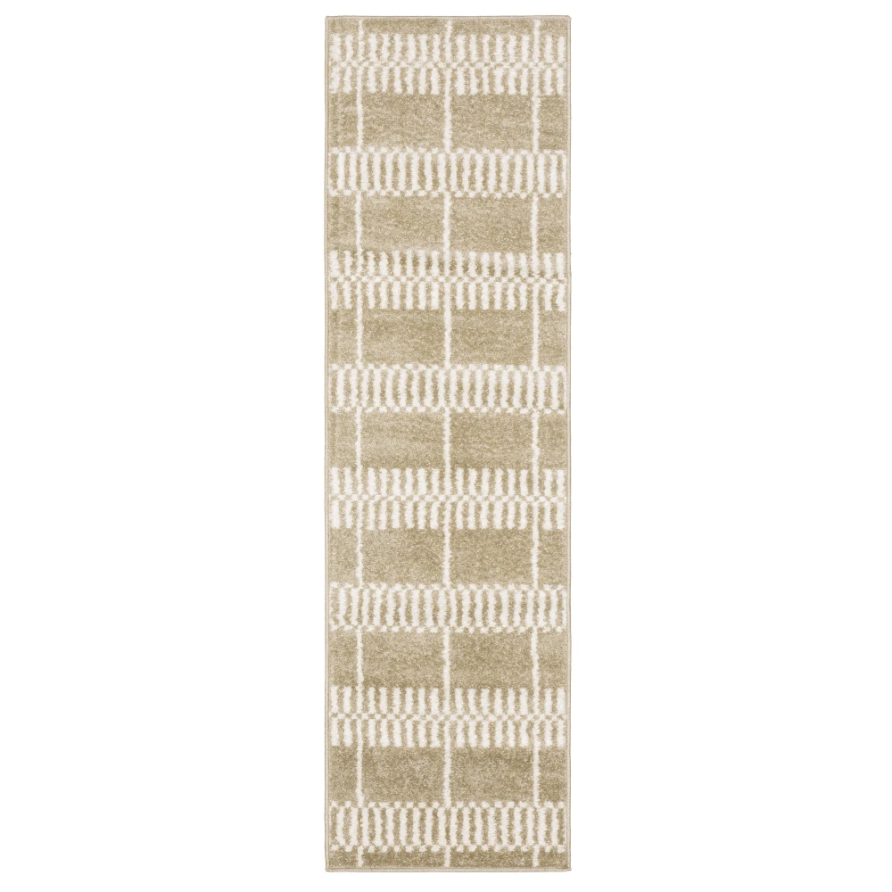 Quinn QUI05 Beige/ Ivory Indoor Area Rug - 2' x 7'