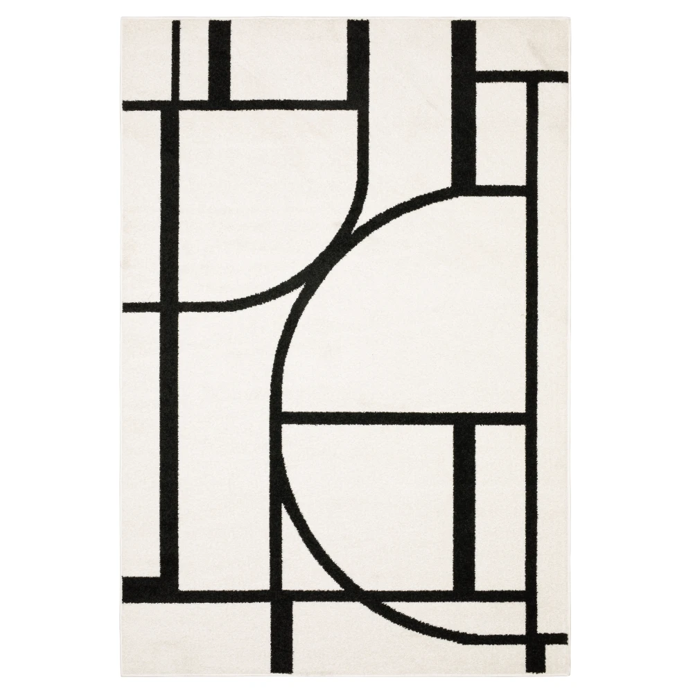 Quinn QUI06 Ivory/ Black Indoor Area Rug - 5'3