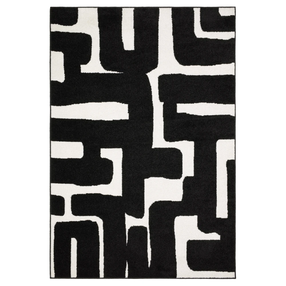 Quinn QUI08 Black/ Ivory Indoor Area Rug - 7'10