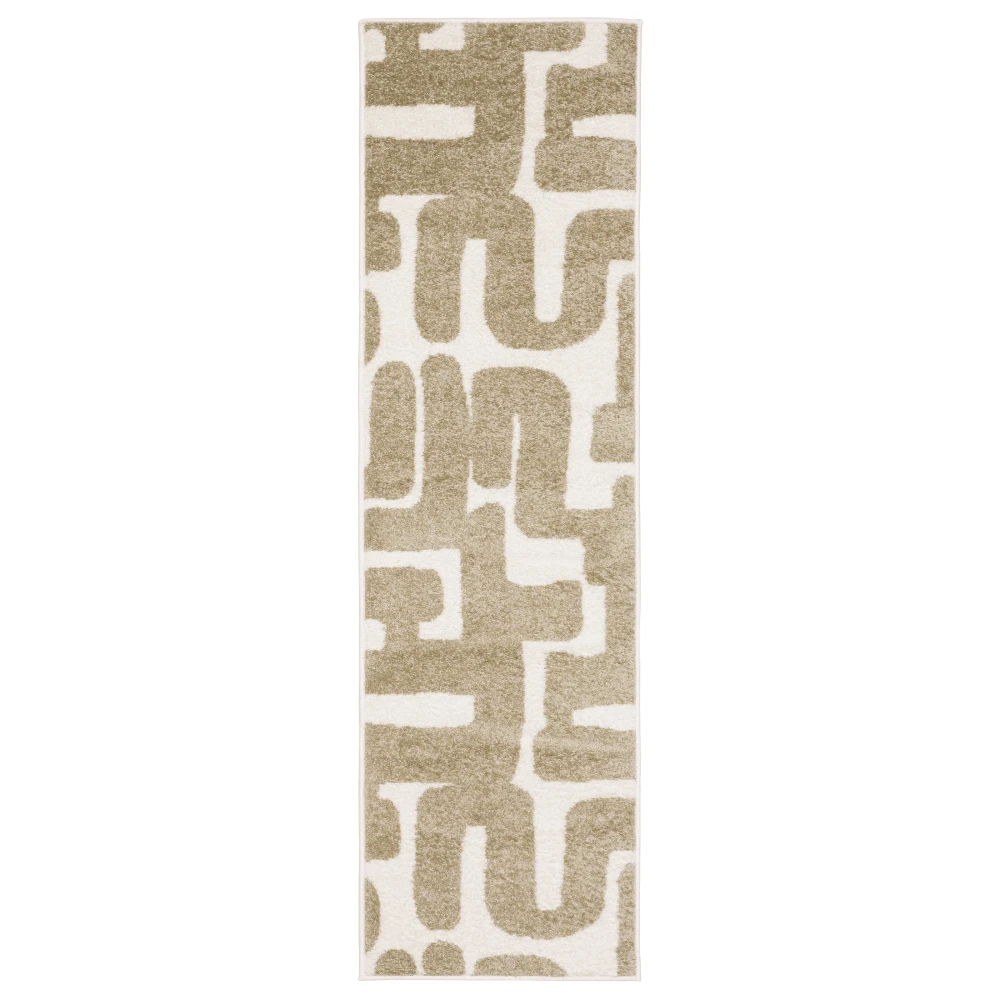 Quinn QUI09 Beige/ Ivory Indoor Area Rug - 2' x 7'