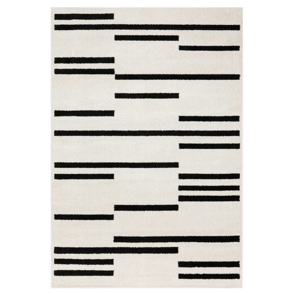Quinn QUI10 Beige/ Black Indoor Area Rug - 7'10