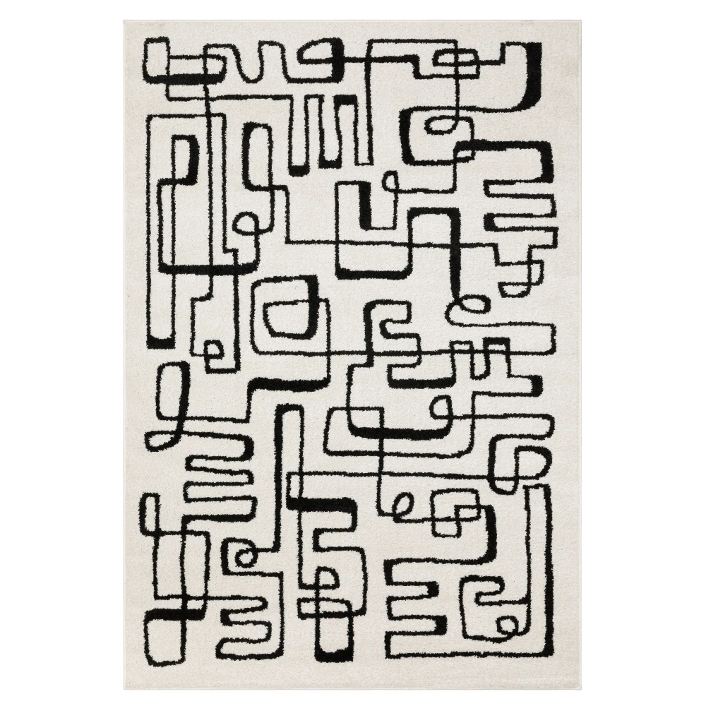 Quinn QUI11 Beige/ Black Indoor Area Rug - 5'3
