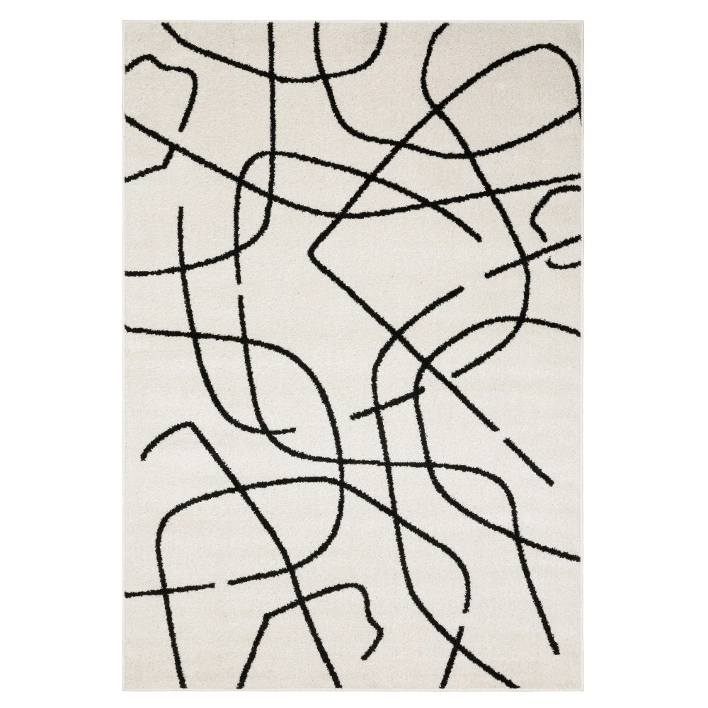 Quinn QUI12 Beige/ Black Indoor Area Rug - 7'10