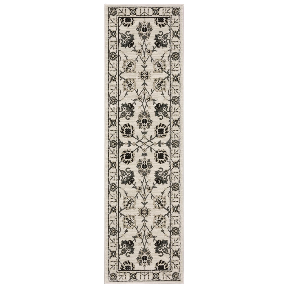 Raylan RAY03 Ivory/ Grey Indoor Area Rug - 2'3