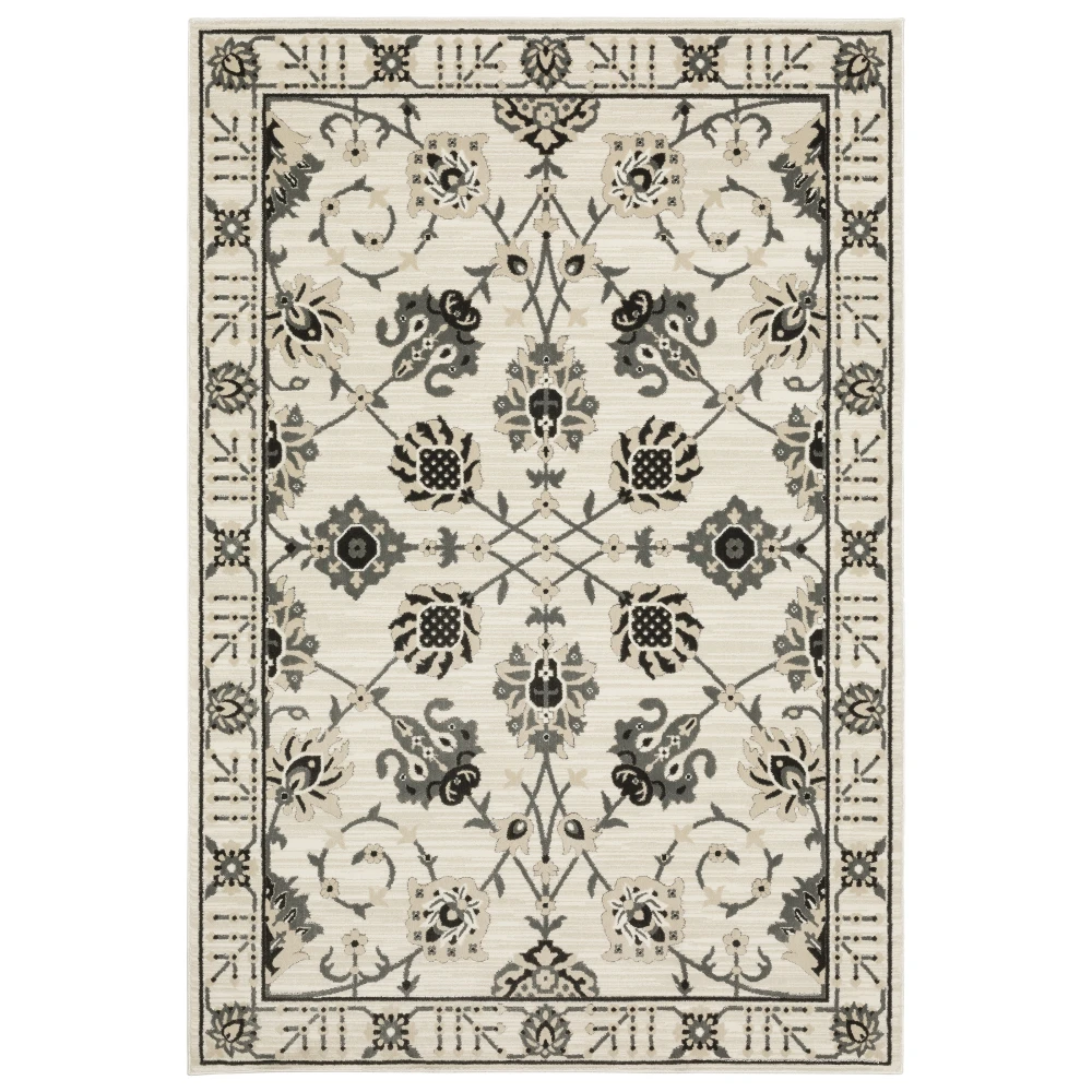 Raylan RAY03 Ivory/ Grey Indoor Area Rug - 3'3