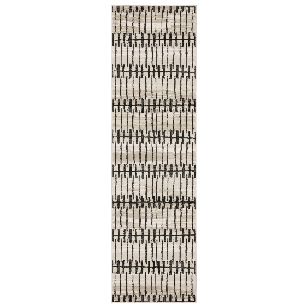 Raylan RAY11 Beige/ Black Indoor Area Rug - 2'3