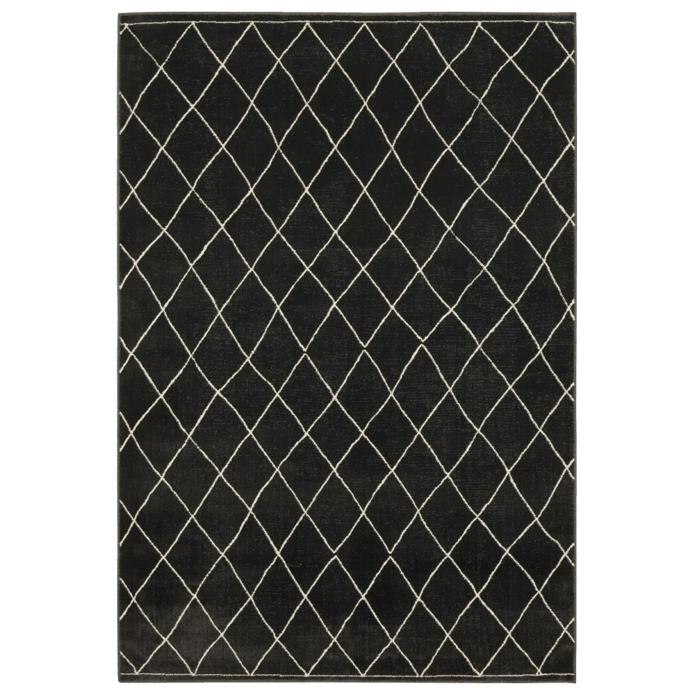 Raylan RAY12 Charcocal/ Ivory Indoor Area Rug - 3'3