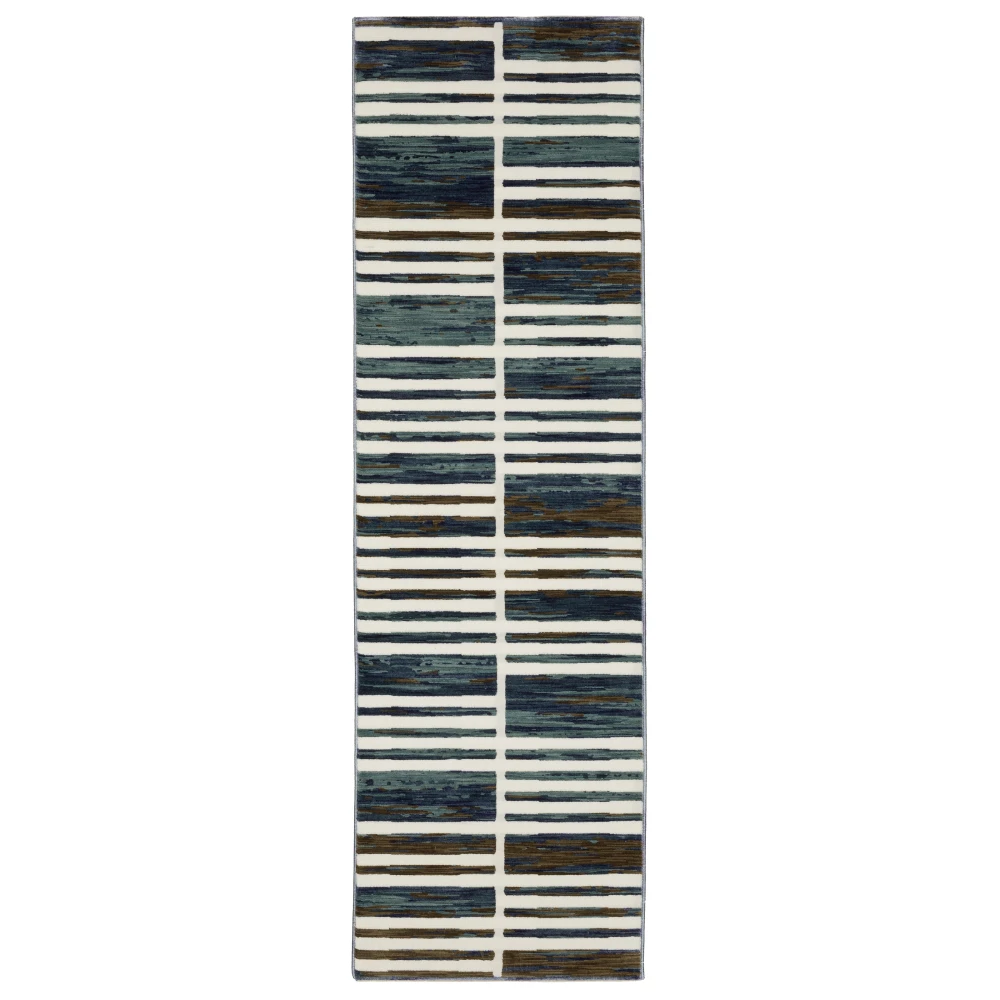 Reed RE05A Ivory/ Blue Indoor Area Rug - 2'3