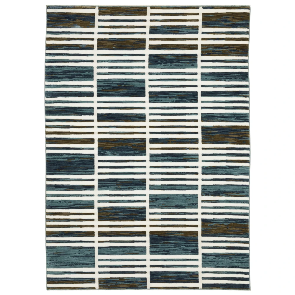 Reed RE05A Ivory/ Blue Indoor Area Rug - 5'3