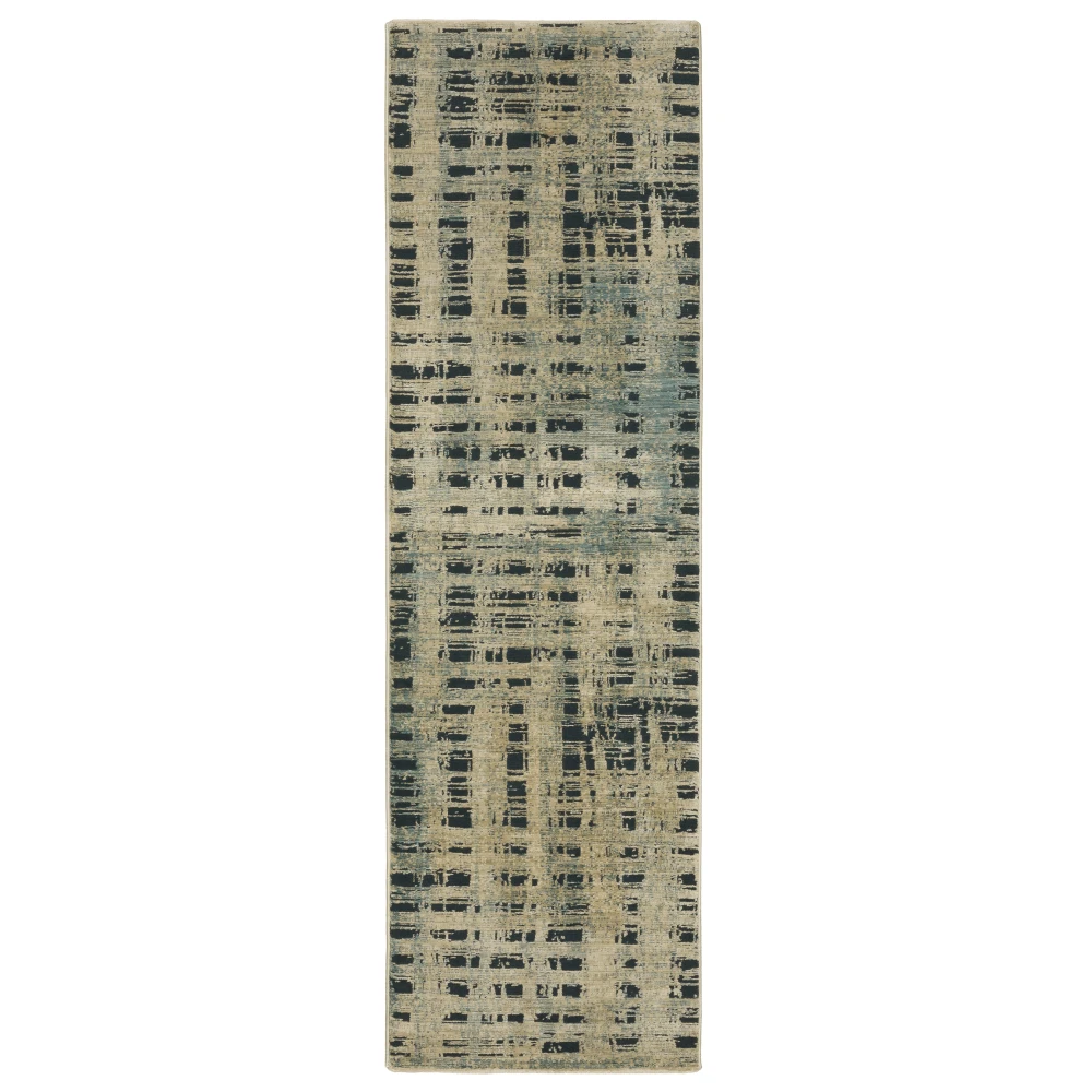 Reed RE07B Beige/ Blue Indoor Area Rug - 2'3
