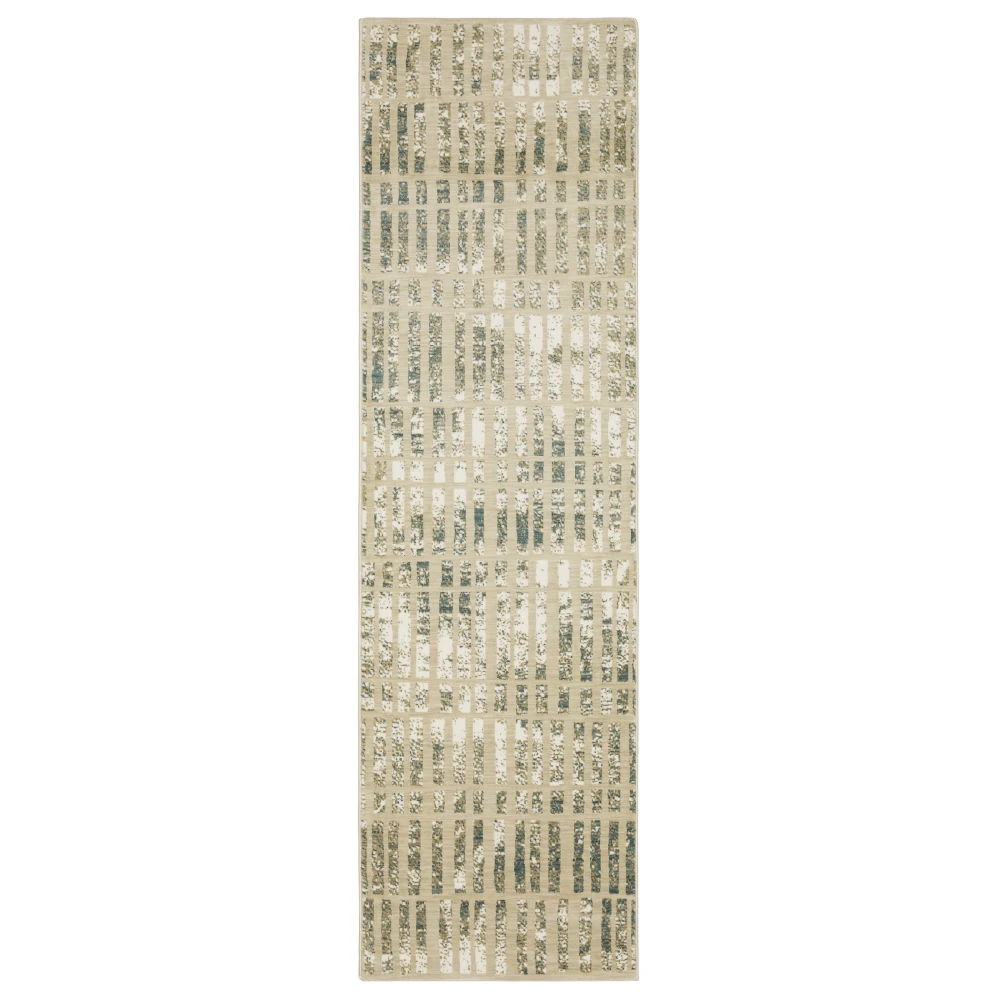 Reed RE12W Beige/ Blue Indoor Area Rug - 2'3