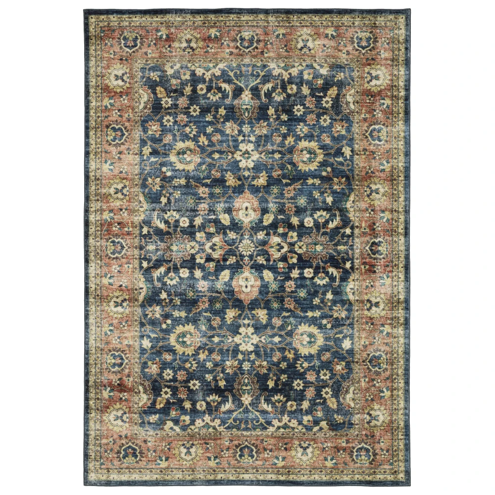 Sumter SUM04 Blue/ Rust Indoor Area Rug - 5' x 7'